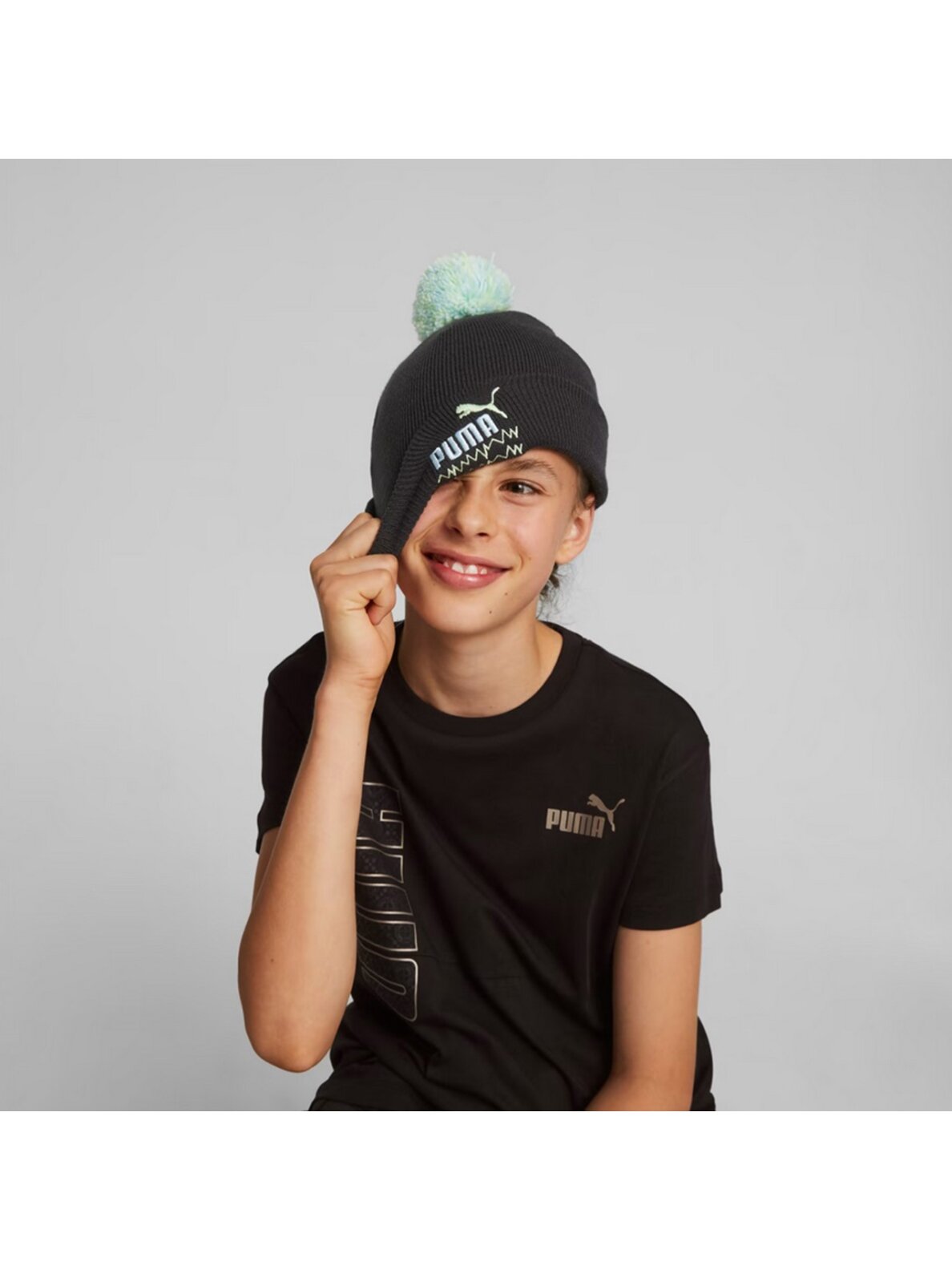 Puma Mixmatch Pom Pom vaikiška kepurė juoda 024798 01 2