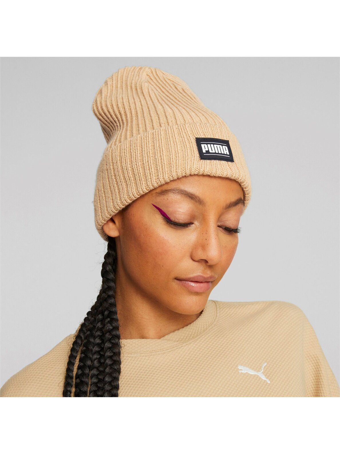 Puma Ribbed Cuff Beanie smėlio spalvos 024038 07 2 Puma Ribbed Cuff Beanie smėlio spalvos 024038 07 2
