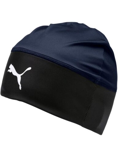 Puma Liga Beanie Senior kepuraitė tamsiai mėlyna ir juoda 22355 05 Puma Liga Beanie Senior kepuraitė tamsiai mėlyna ir juoda 22355 05