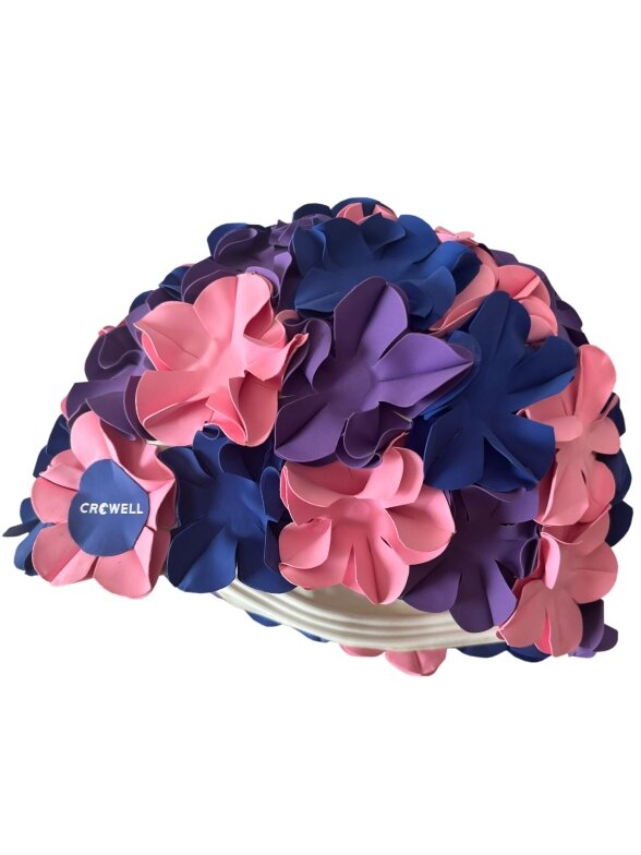 Crowell Kwiaty Flower plaukimo kepuraitė, rožinė-violetinė- tamsiai mėlyna, 4 kol
