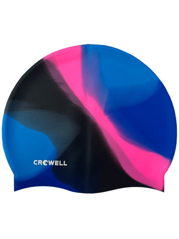 Crowell Multi Flame silikoninė maudymosi kepurė, mėlyna-rožinė-juoda, 17 kol Crowell Multi Flame silikoninė maudymosi kepurė, mėlyna-rožinė-juoda, 17 kol