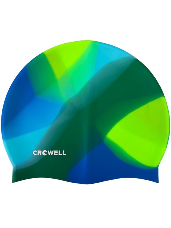 Crowell Multi Flame silikoninė plaukimo kepuraitė, žalia ir mėlyna, spalva 20
