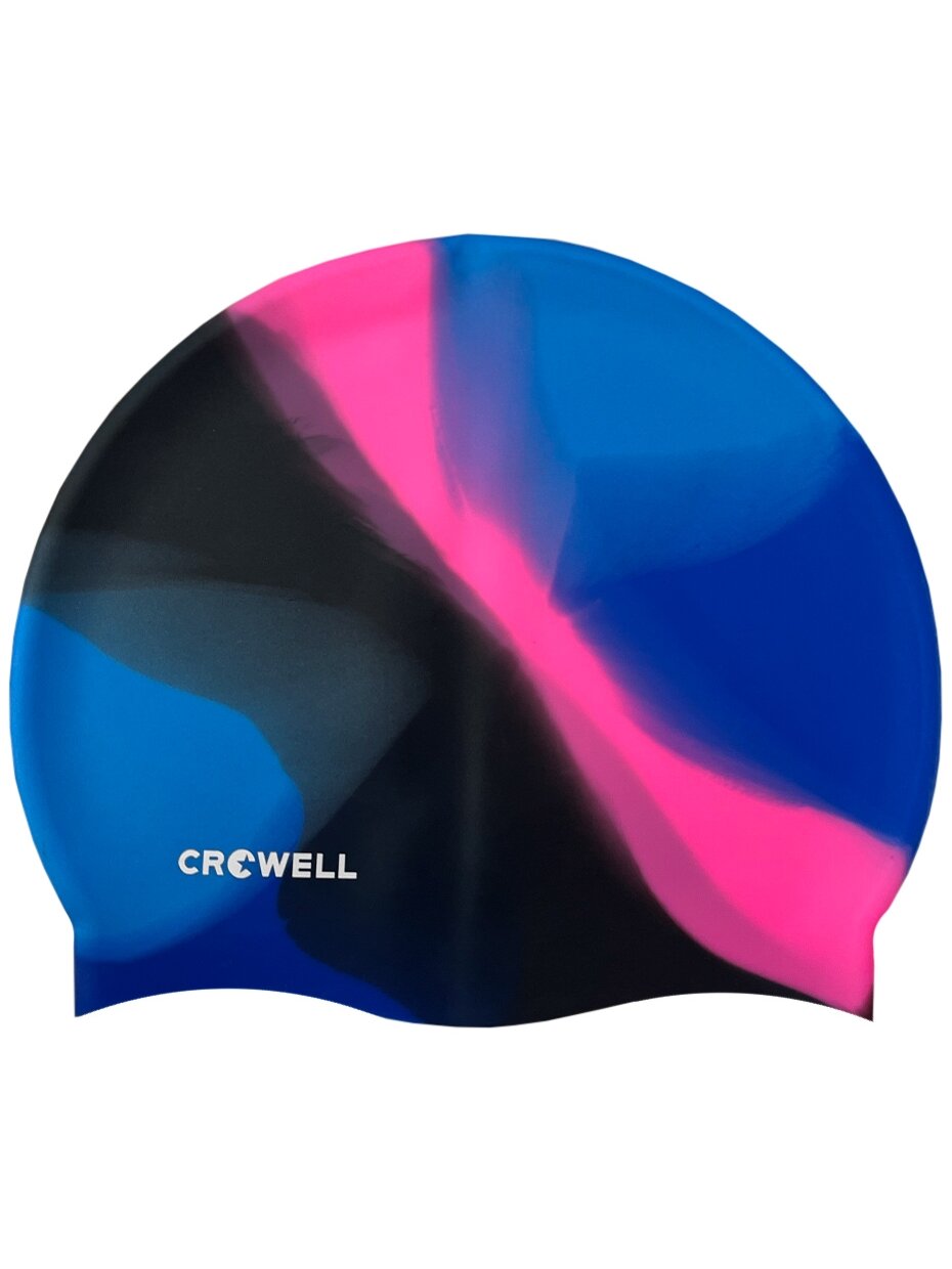Crowell Multi Flame silikoninė maudymosi kepurė, mėlyna-rožinė-juoda, 17 kol