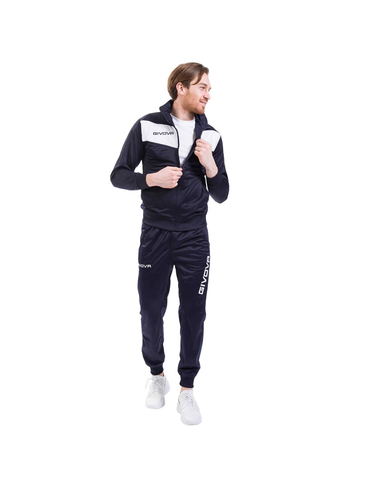 Givova Tuta Visa Triacetato sportinis kostiumas tamsiai mėlynos ir baltos spalvos TR018 0403 Givova Tuta Visa Triacetato sportinis kostiumas tamsiai mėlynos ir baltos spalvos TR018 0403