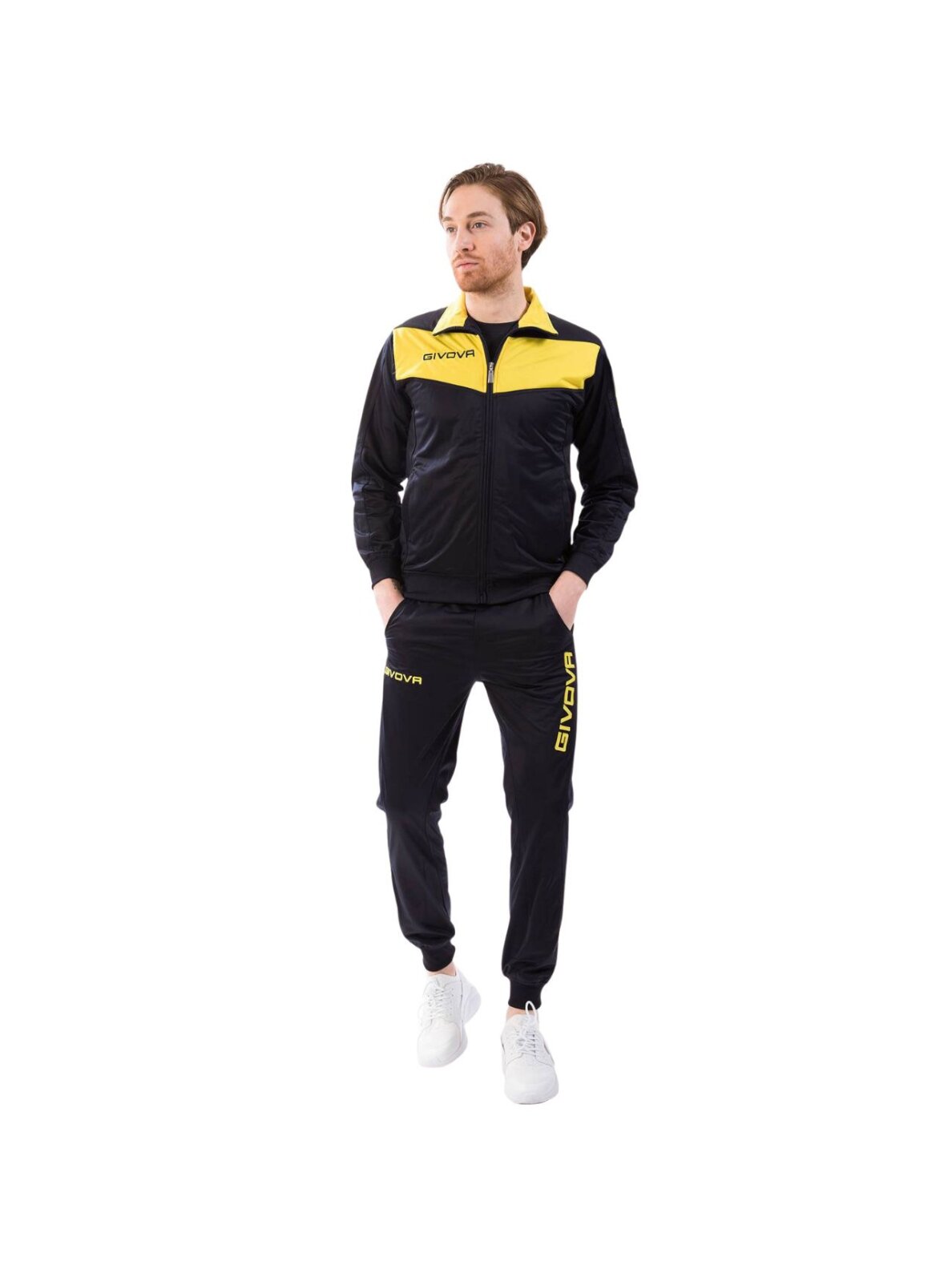 Givova Tuta Visa Triacetato sportinis kostiumas tamsiai mėlynos ir geltonos spalvos TR018 0407 Givova Tuta Visa Triacetato sportinis kostiumas tamsiai mėlynos ir geltonos spalvos TR018 0407