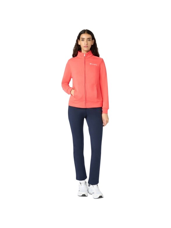 Champion Full Zip Suit moteriškas sportinis kostiumas oranžinės ir tamsiai mėlynos spalvos 118289 RS073 Champion Full Zip Suit moteriškas sportinis kostiumas oranžinės ir tamsiai mėlynos spalvos 118289 RS073