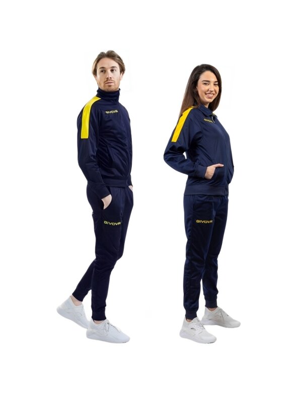 Givova Tuta Revolution sportinis kostiumas vyrams tamsiai mėlynas-geltonas TR033 0407