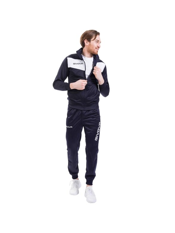 Givova Tuta Visa Triacetato sportinis kostiumas tamsiai mėlynos ir baltos spalvos TR018 0403 Givova Tuta Visa Triacetato sportinis kostiumas tamsiai mėlynos ir baltos spalvos TR018 0403