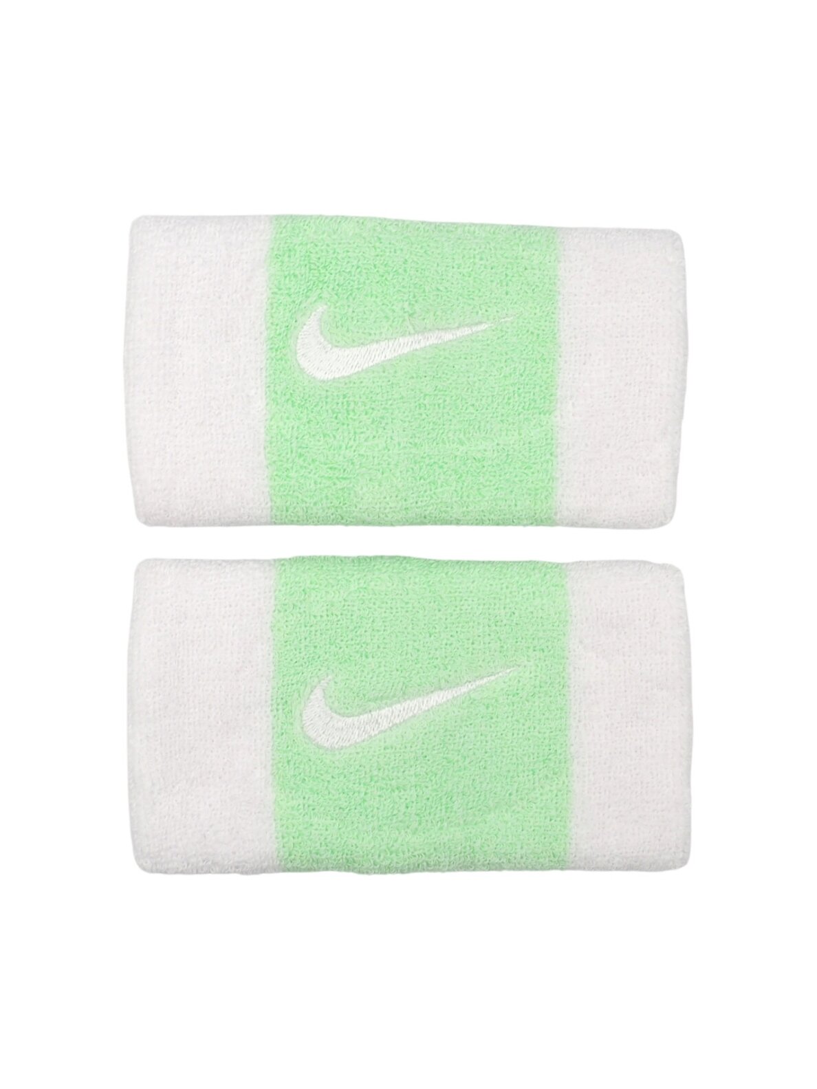 Nike Swoosh Doublewide Wristbands 2 vnt. balta ir žalia N0001586117OS
