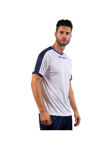 Givova Revolution Interlock marškinėliai balti ir tamsiai mėlyni MAC04 0304
