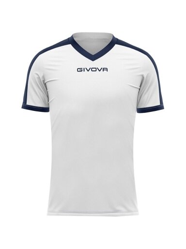 Givova Revolution Interlock marškinėliai balti ir tamsiai mėlyni MAC04 0304