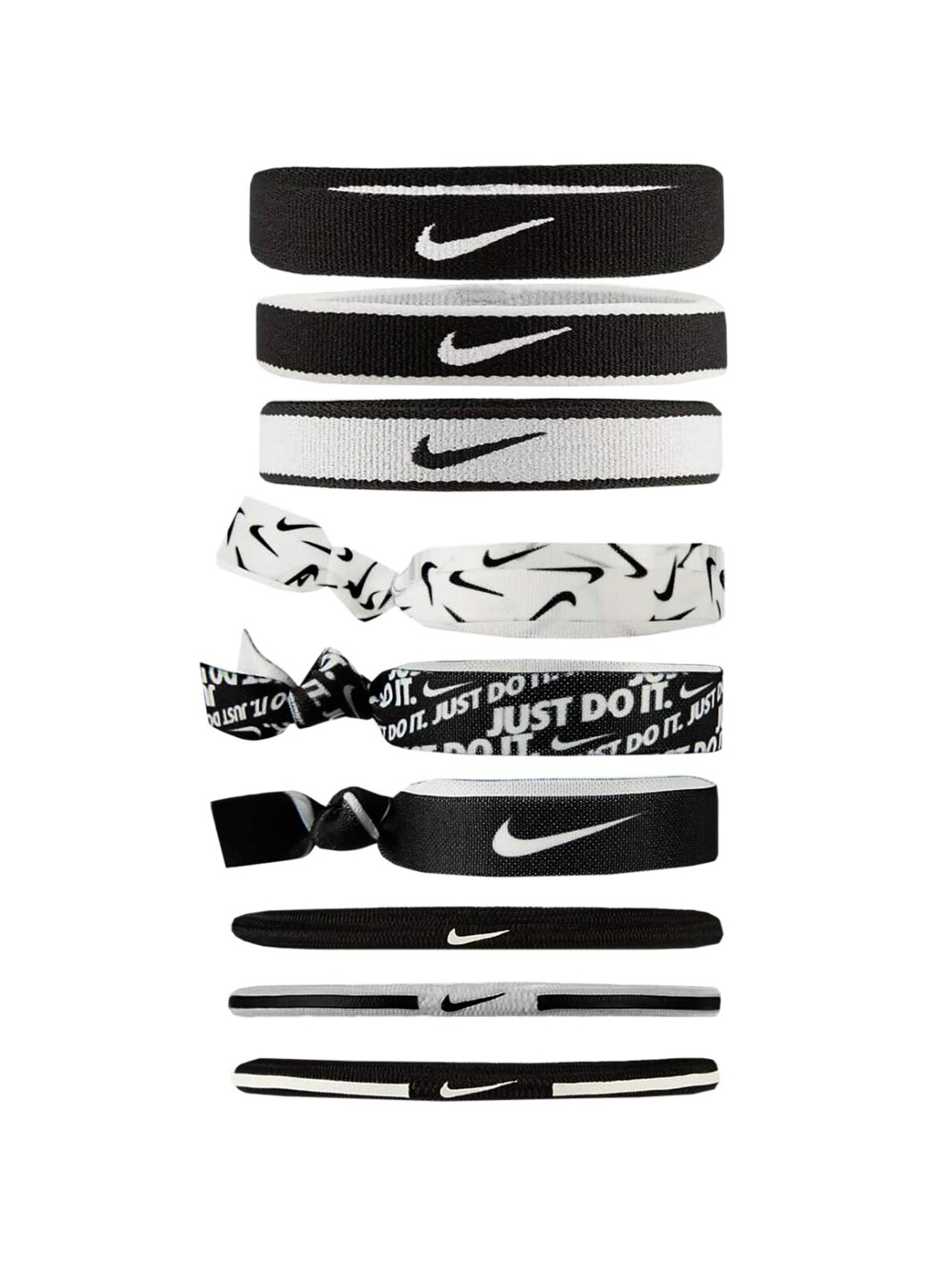 Nike Mixed Ponytail Holders 9 vnt. juoda ir balta N0003537036OS