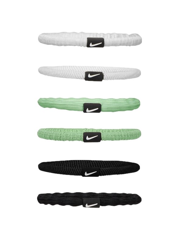 Nike Flex plaukų juostos 6 vnt. balta-žalia-juoda N1009194130OS Nike Flex plaukų juostos 6 vnt. balta-žalia-juoda N1009194130OS