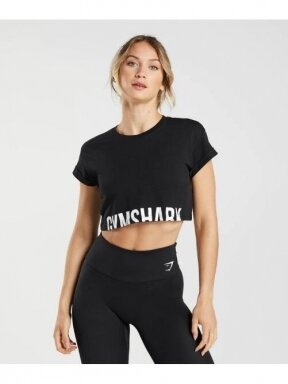 Gymshark marškinėliai moterims juodi GLCT1844