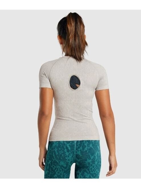 Gymshark marškinėliai moterims adapt animal print B1A7S šviesiai pilka 1