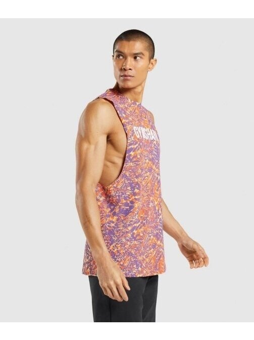 Gymshark marškinėliai vyrams oranžinė / violetinė 2 Gymshark marškinėliai vyrams oranžinė / violetinė 2