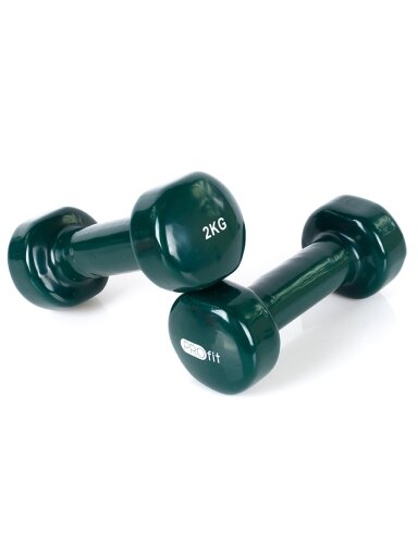 Profit vinilo dangos hanteliai, žali, 2x2 kg, DK 4102
