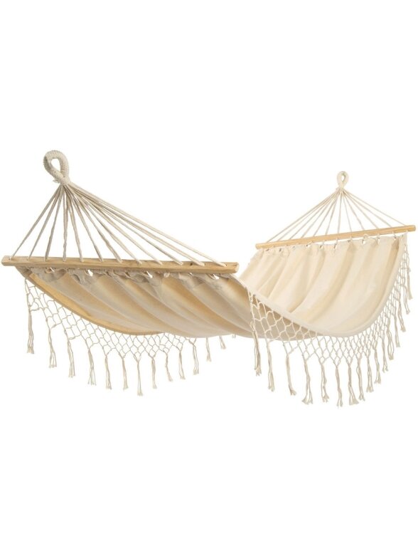 Hamak z frędzlami 1-osobowy 200 cm x 100 cm Maiami natura biały 1031200 Hamak z frędzlami 1-osobowy 200 cm x 100 cm Maiami natura biały 1031200