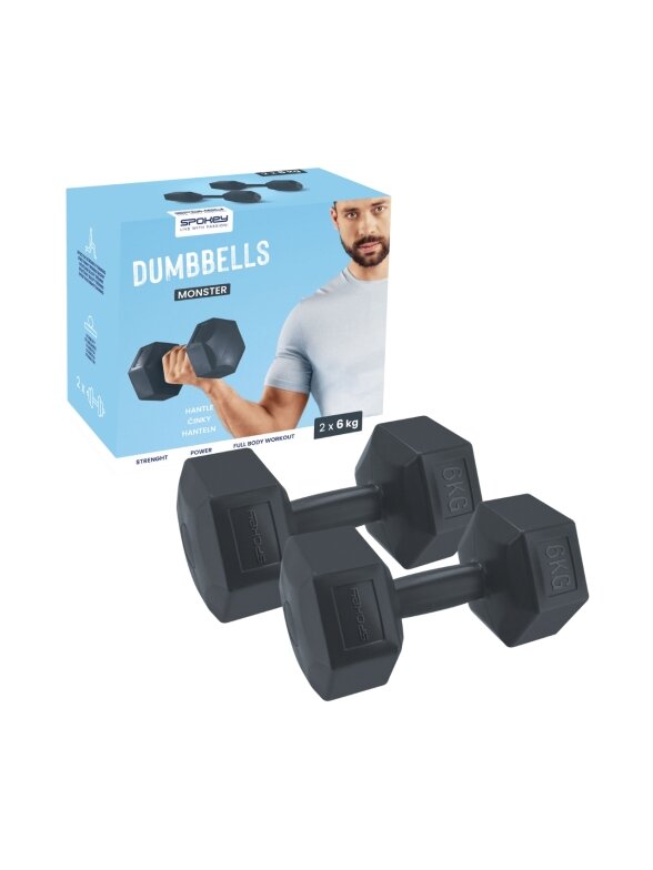 Spokey Monster hanteliai 2x6 kg juodi 943623 4 Spokey Monster hanteliai 2x6 kg juodi 943623 4