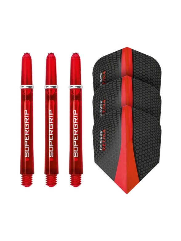 Harrows smiginio rinkinys Twin Pack Red, 3 plunksnelės + 3 koteliai, vidutinis Harrows smiginio rinkinys Twin Pack Red, 3 plunksnelės + 3 koteliai, vidutinis
