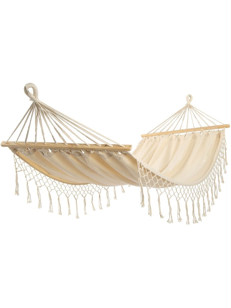 Hamak z frędzlami 1-osobowy 200 cm x 100 cm Maiami natura biały 1031200 Hamak z frędzlami 1-osobowy 200 cm x 100 cm Maiami natura biały 1031200