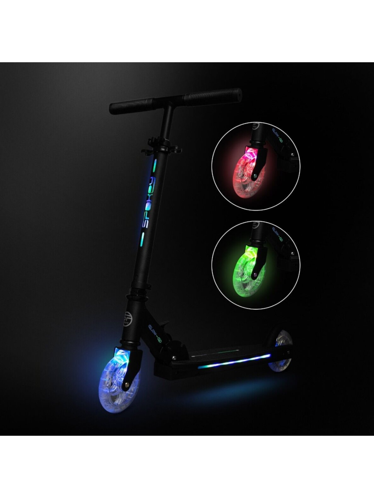 Spokey Glow-Go paspirtukas vaikams, juodas 944778 1