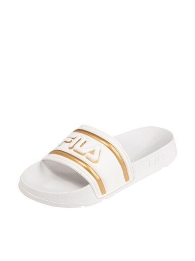 Fila Morro Bay Logo moteriškos šlepetės baltos ir auksinės spalvos FFW0102 13069
