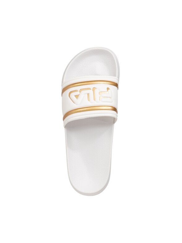 Fila Morro Bay Logo moteriškos šlepetės baltos ir auksinės spalvos FFW0102 13069 2 Fila Morro Bay Logo moteriškos šlepetės baltos ir auksinės spalvos FFW0102 13069 2