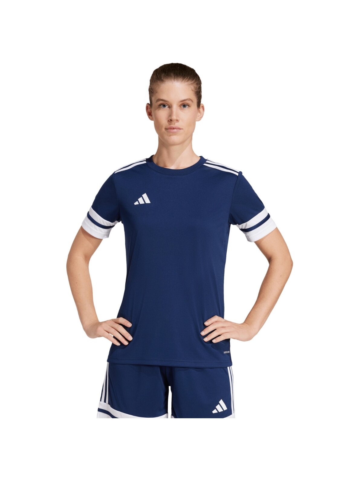 Adidas moterų Squadra 25 Jersey marškiniai tamsiai mėlyni JI9987 Adidas moterų Squadra 25 Jersey marškiniai tamsiai mėlyni JI9987