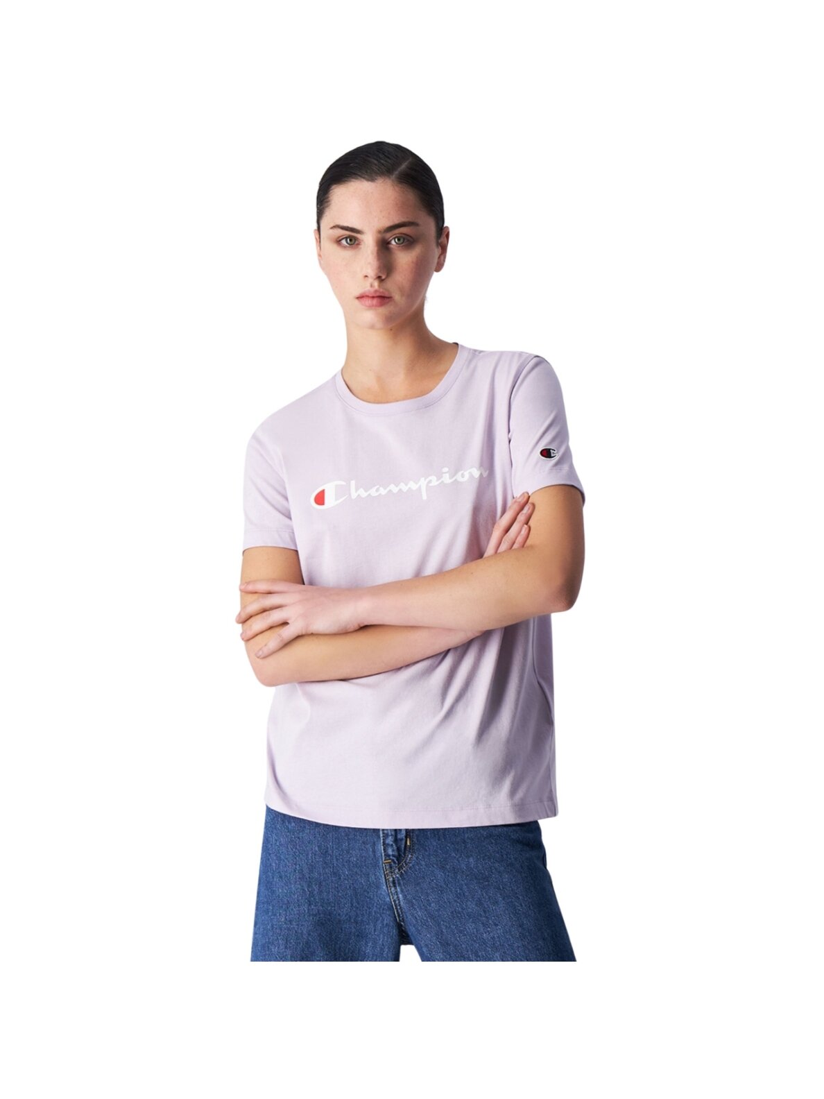 Champion SS Tee moteriški marškiniai violetiniai 117534 VS057