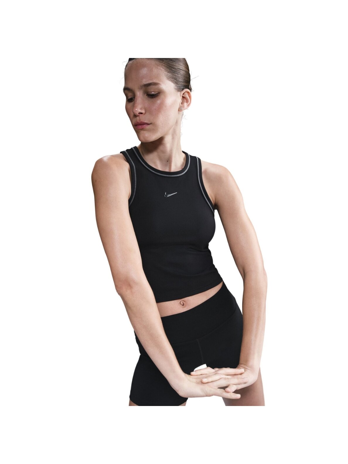 Nike Dri-Fit One Fit Crop marškinėliai moterims juodi IB7886 010 Nike Dri-Fit One Fit Crop marškinėliai moterims juodi IB7886 010