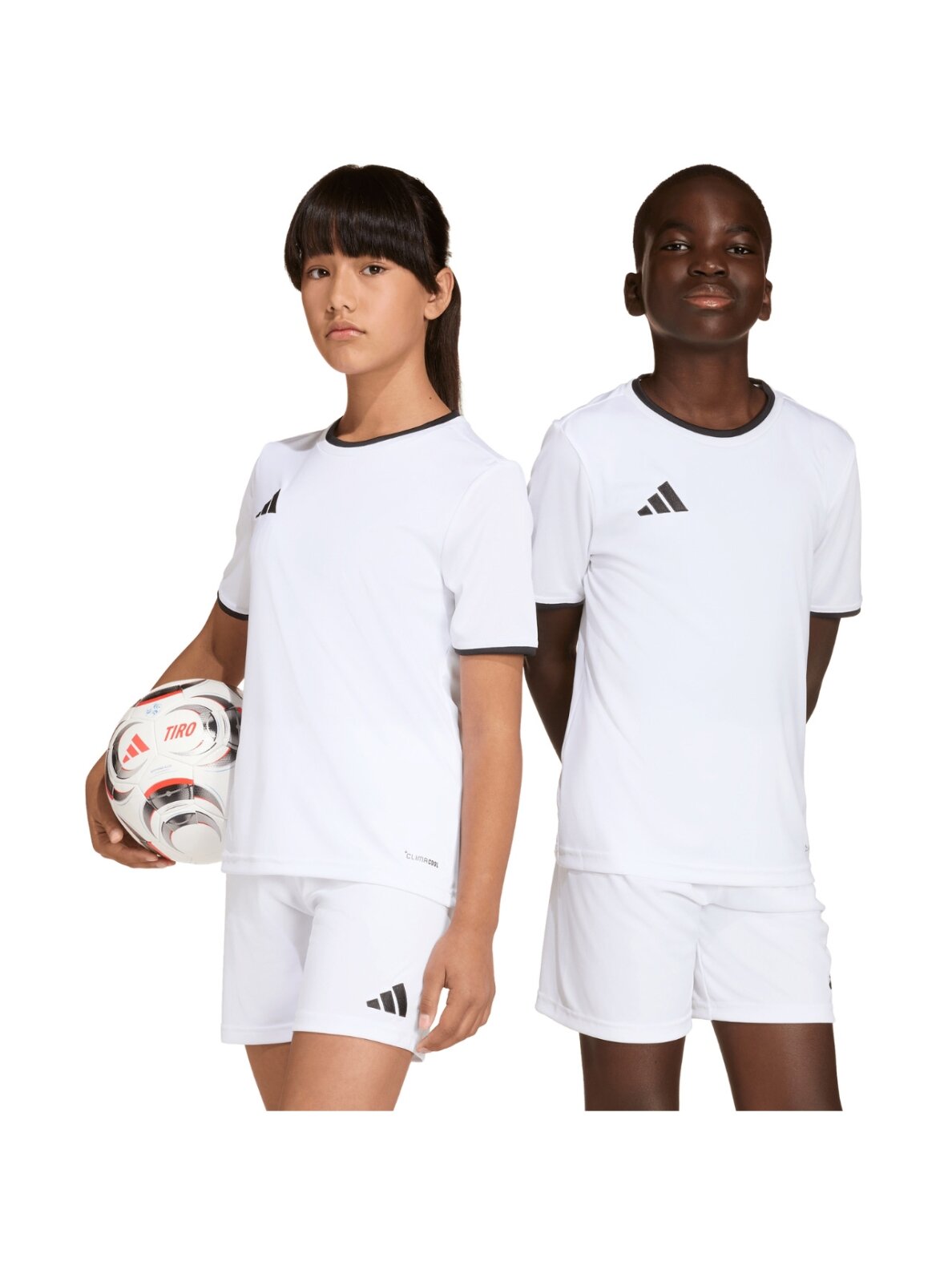 Adidas Entrada 26 Jersey vaikiški marškinėliai, balti ir juodi JZ2532