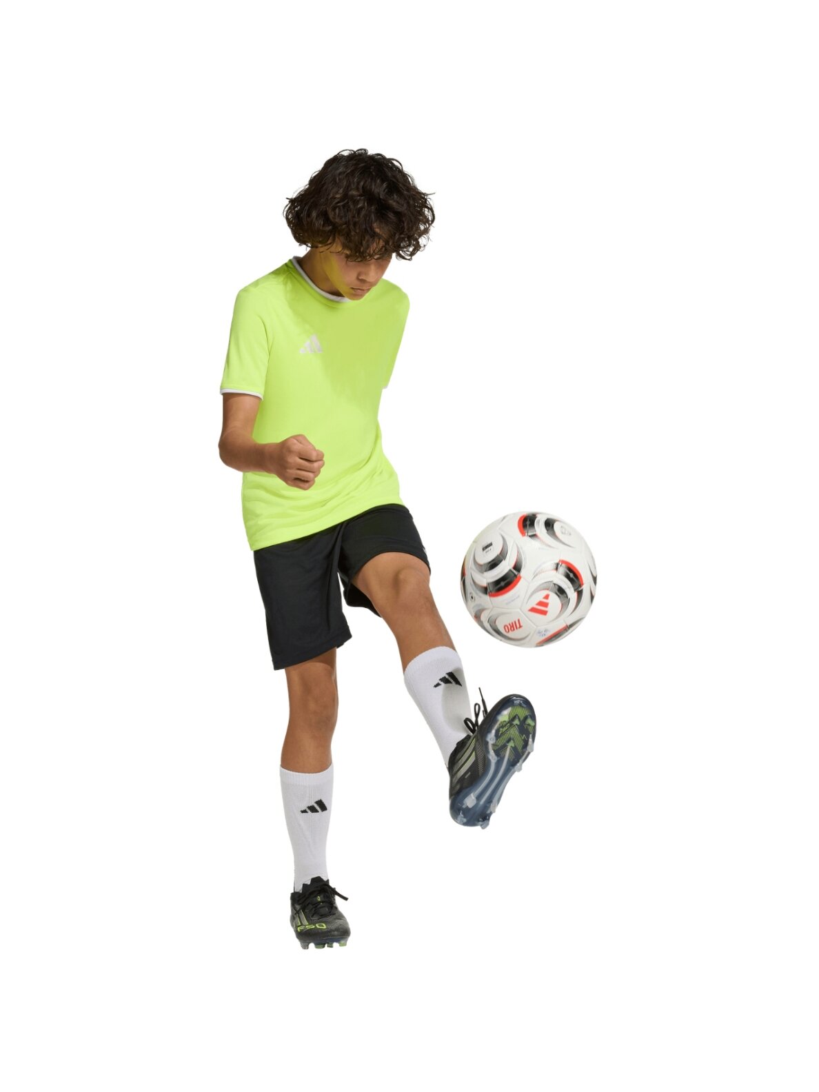 Adidas Entrada 26 Jersey marškinėliai vaikams neoninė geltona KE9845 5