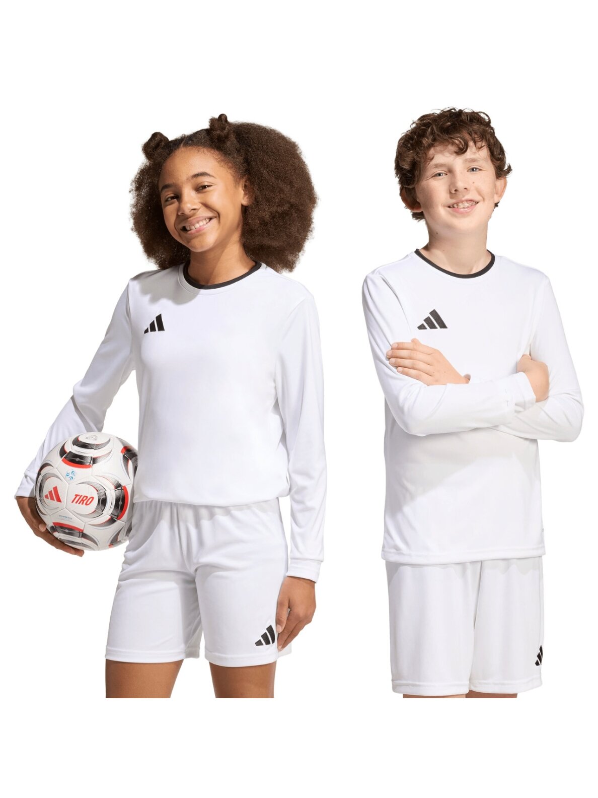Adidas Entrada 26 ilgomis rankovėmis marškinėliai vaikams balta KF5874