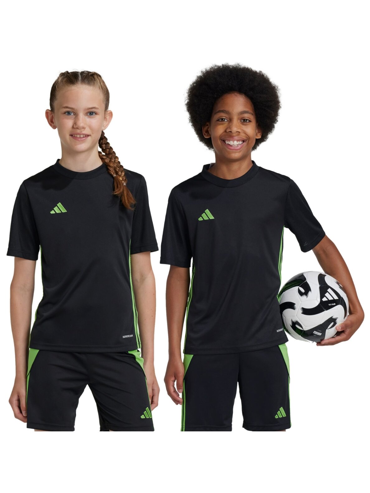 Adidas vaikiški marškinėliai Stalas 23 Džersis juodos ir laimo spalvos JJ1155