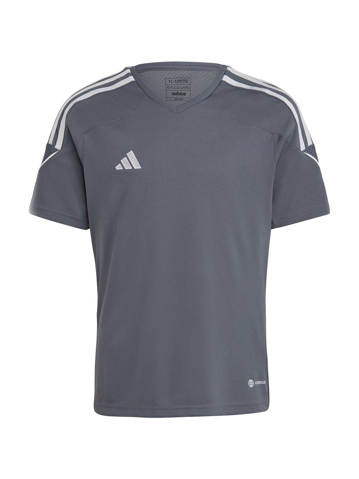 Adidas Tiro 23 League Jersey vaikiški marškinėliai, pilki IC7484 Adidas Tiro 23 League Jersey vaikiški marškinėliai, pilki IC7484
