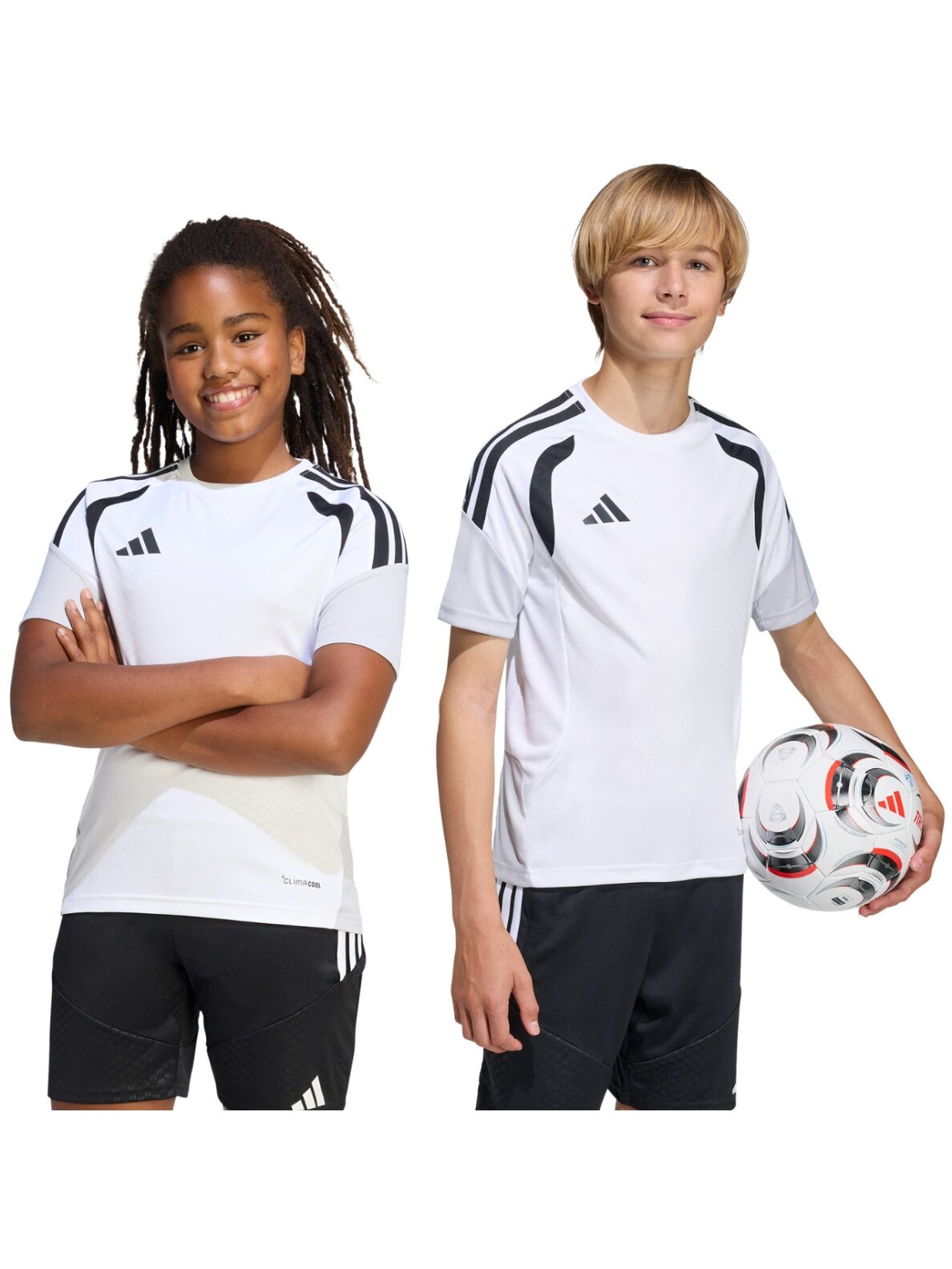 Adidas Tiro 26 Competition Training Jersey marškinėliai vaikams balti/juodi KA7603 Adidas Tiro 26 Competition Training Jersey marškinėliai vaikams balti/juodi KA7603