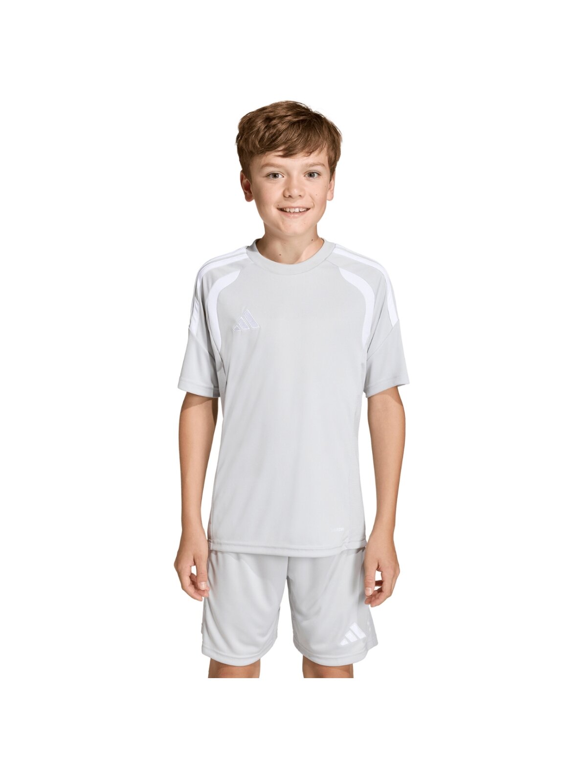 adidas Tiro 26 League Jersey vaikiška marškinėliai šviesiai pilki KB1324 adidas Tiro 26 League Jersey vaikiška marškinėliai šviesiai pilki KB1324