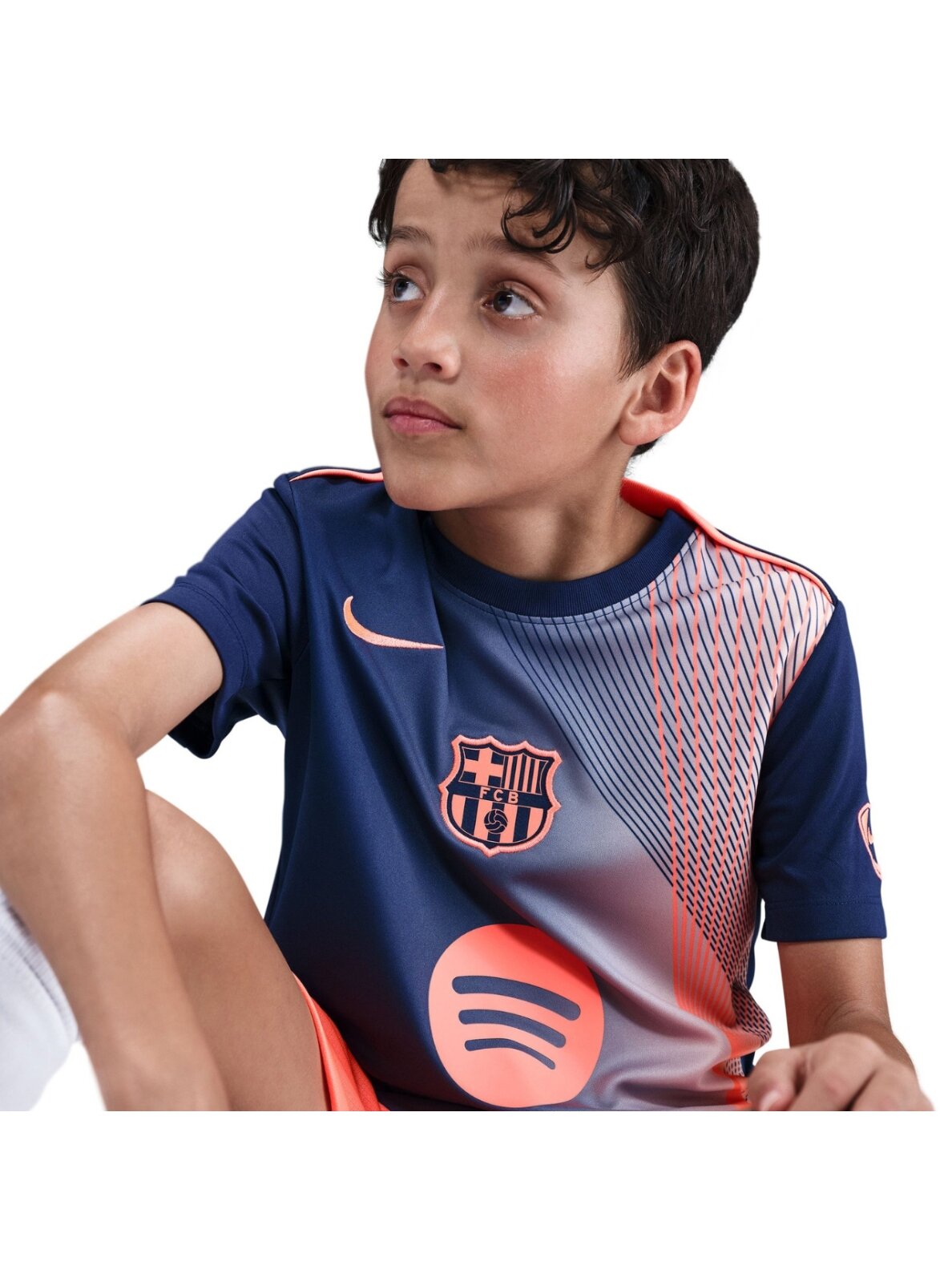 Nike FC Barcelona Academy Pro vaikiški marškinėliai, tamsiai mėlynos ir oranžinės spalvos HM4185 411 3