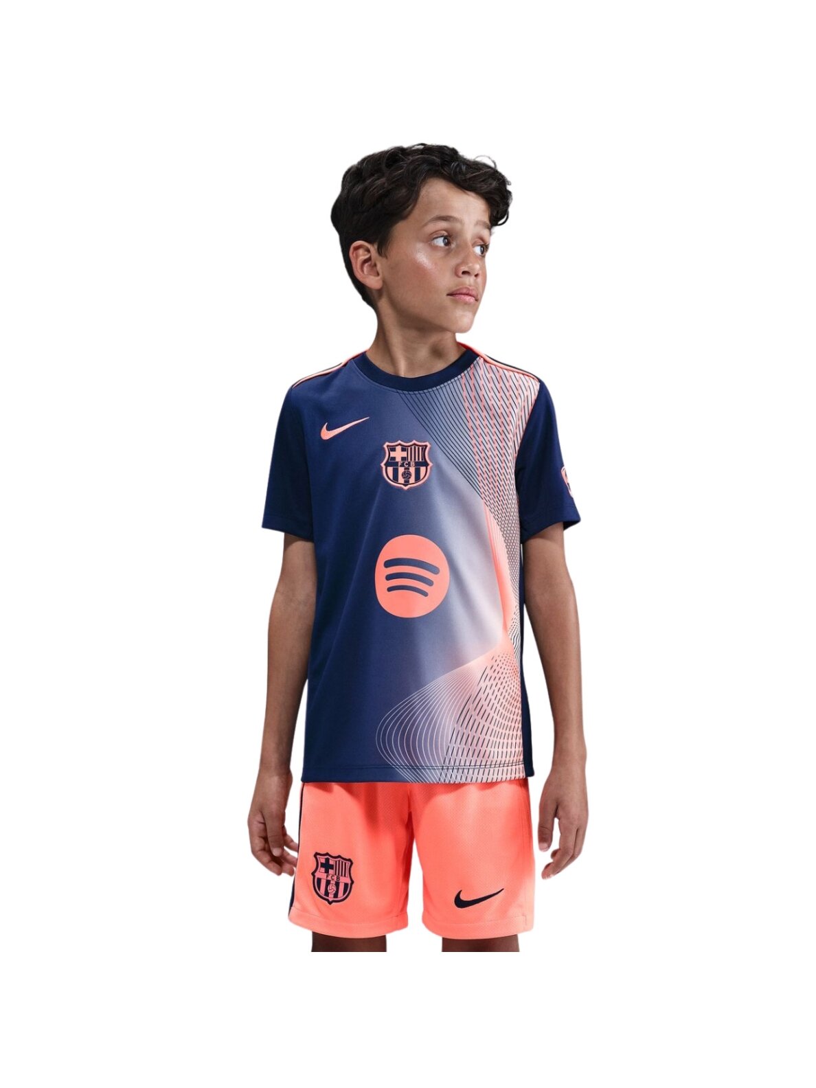 Nike FC Barcelona Academy Pro vaikiški marškinėliai, tamsiai mėlynos ir oranžinės spalvos HM4185 411 Nike FC Barcelona Academy Pro vaikiški marškinėliai, tamsiai mėlynos ir oranžinės spalvos HM4185 411