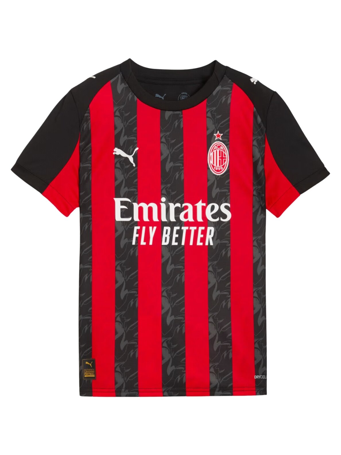 Puma AC Milan Home Jersey Replica vaikiški marškinėliai juodi ir raudoni 779965 01 Puma AC Milan Home Jersey Replica vaikiški marškinėliai juodi ir raudoni 779965 01