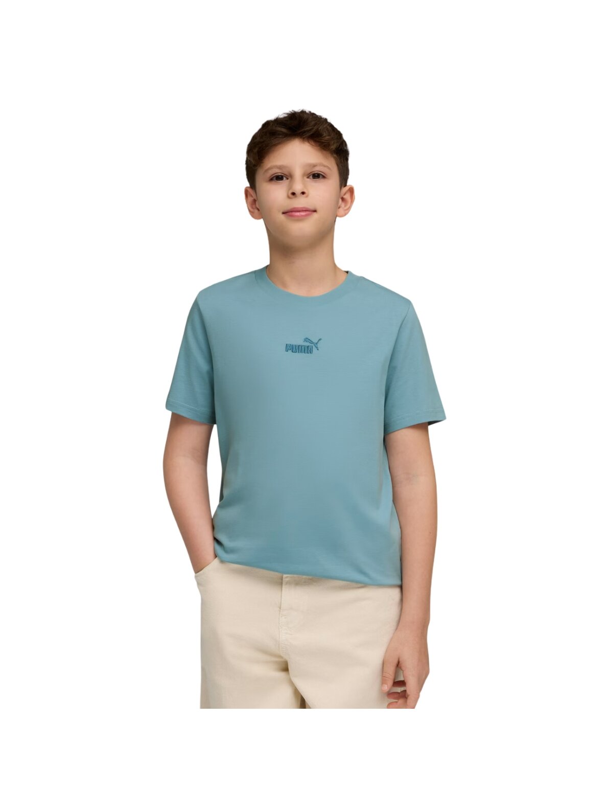 Puma ESS Small No.1 Logo Centered Tee marškinėliai vaikams mėlyni 692975 47 Puma ESS Small No.1 Logo Centered Tee marškinėliai vaikams mėlyni 692975 47