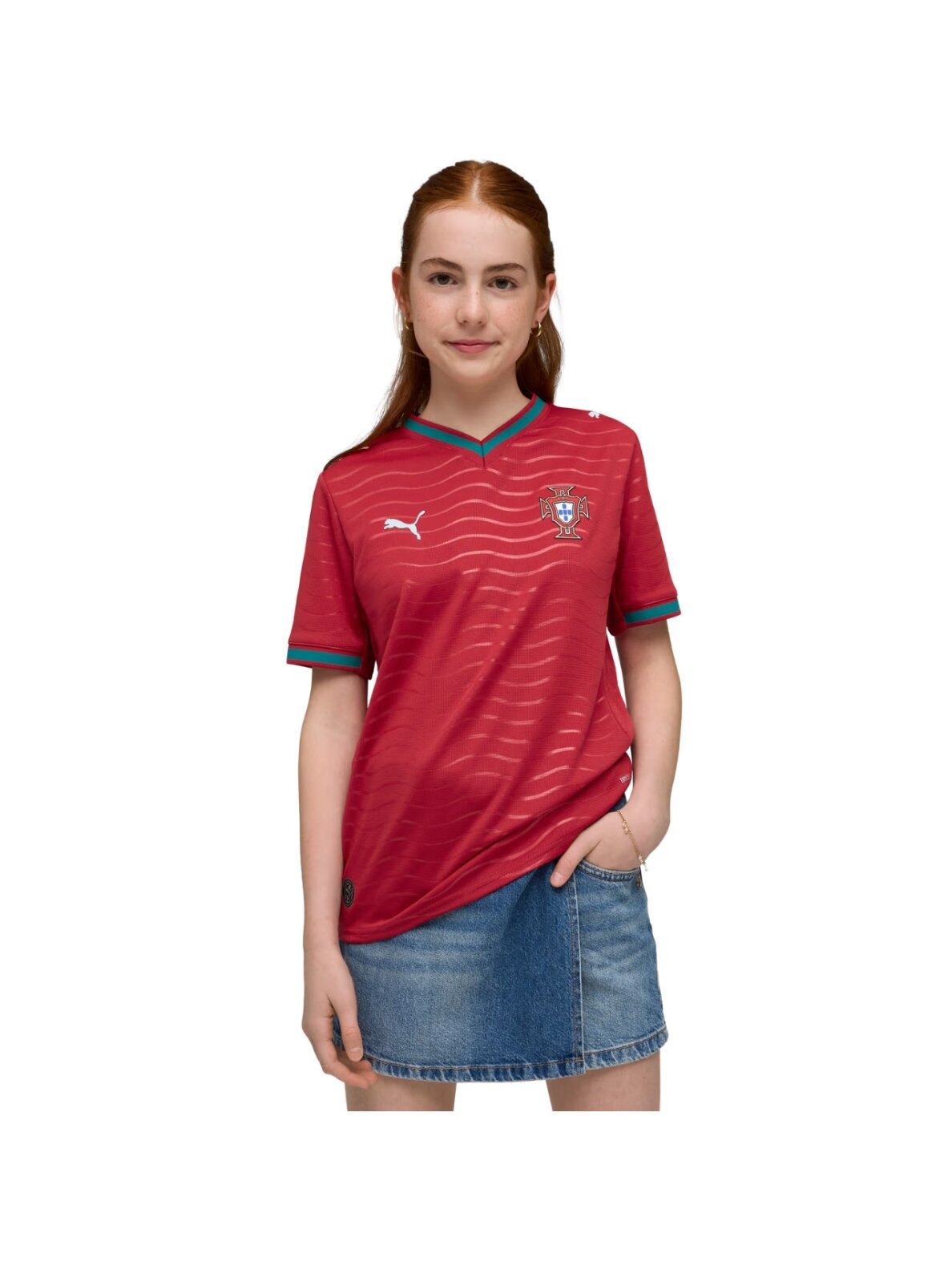 Puma vaikiški marškinėliai FPF Portugal Home Jersey Replica Club, raudoni 783281 01 Puma vaikiški marškinėliai FPF Portugal Home Jersey Replica Club, raudoni 783281 01