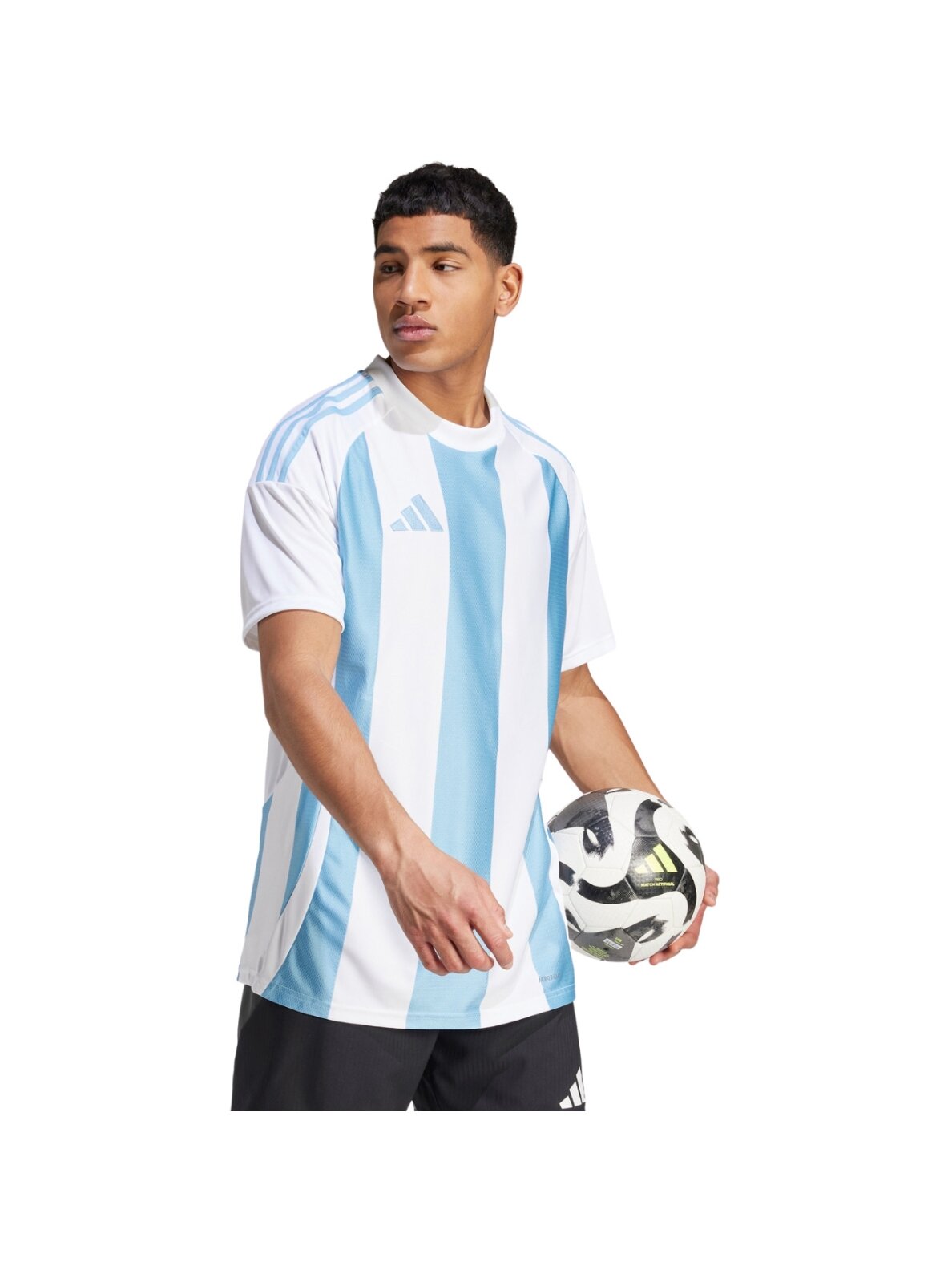 Vyriški marškinėliai Adidas Striped 24 Jersey balti ir mėlyni IW4555 Vyriški marškinėliai Adidas Striped 24 Jersey balti ir mėlyni IW4555