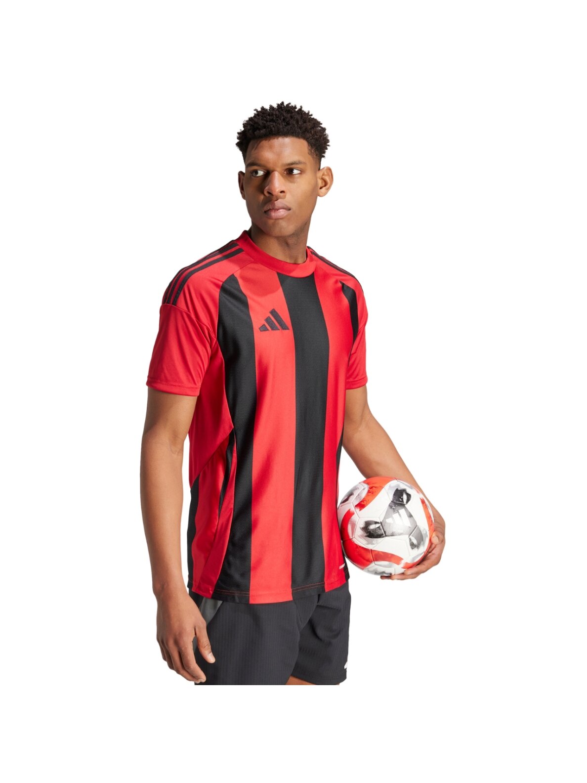 Vyriški marškinėliai Adidas Striped 24 Jersey raudonos ir juodos spalvos IW4556 5