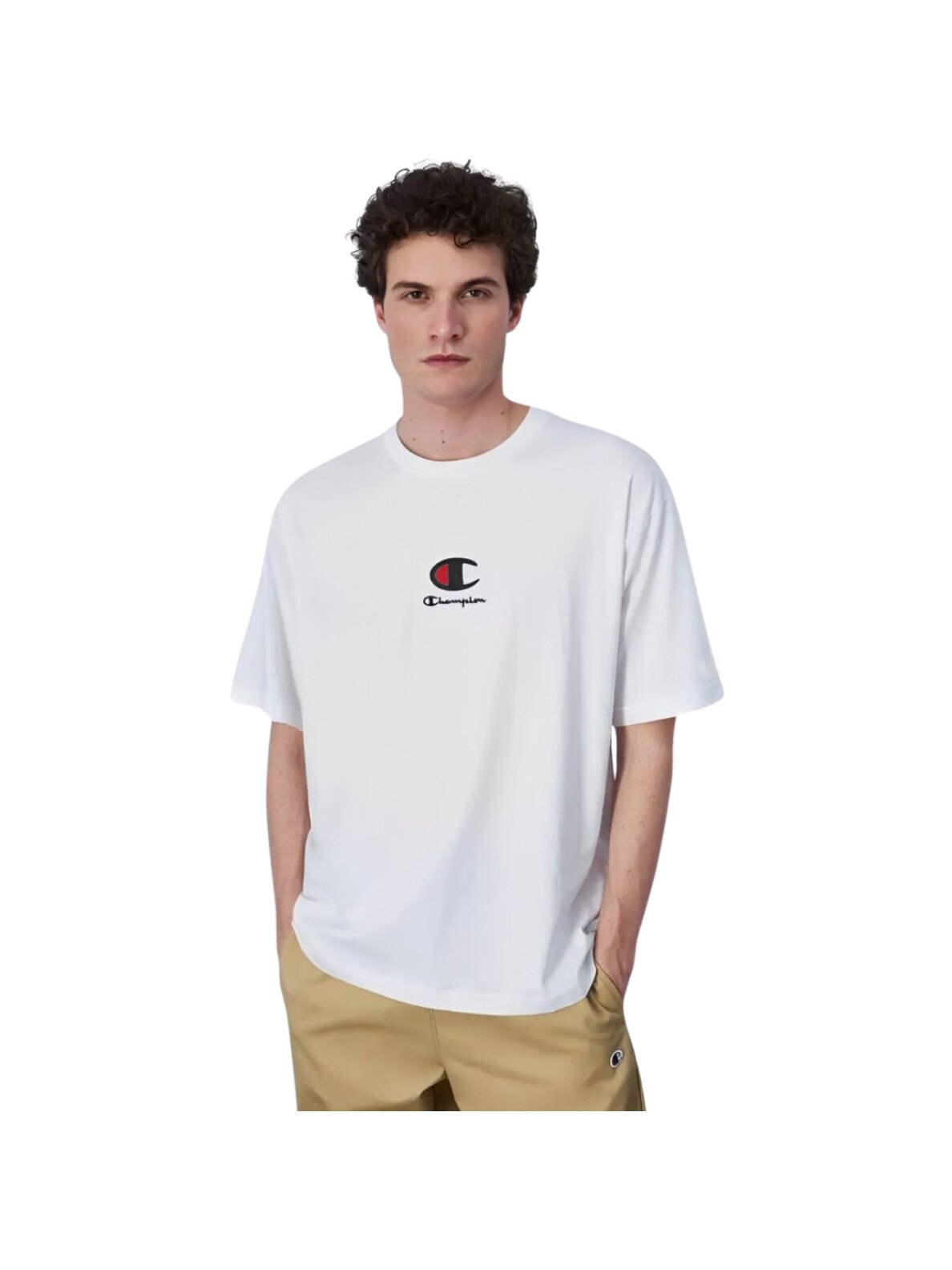 Champion Crewneck vyriški marškiniai balti 220270 WW001 Champion Crewneck vyriški marškiniai balti 220270 WW001