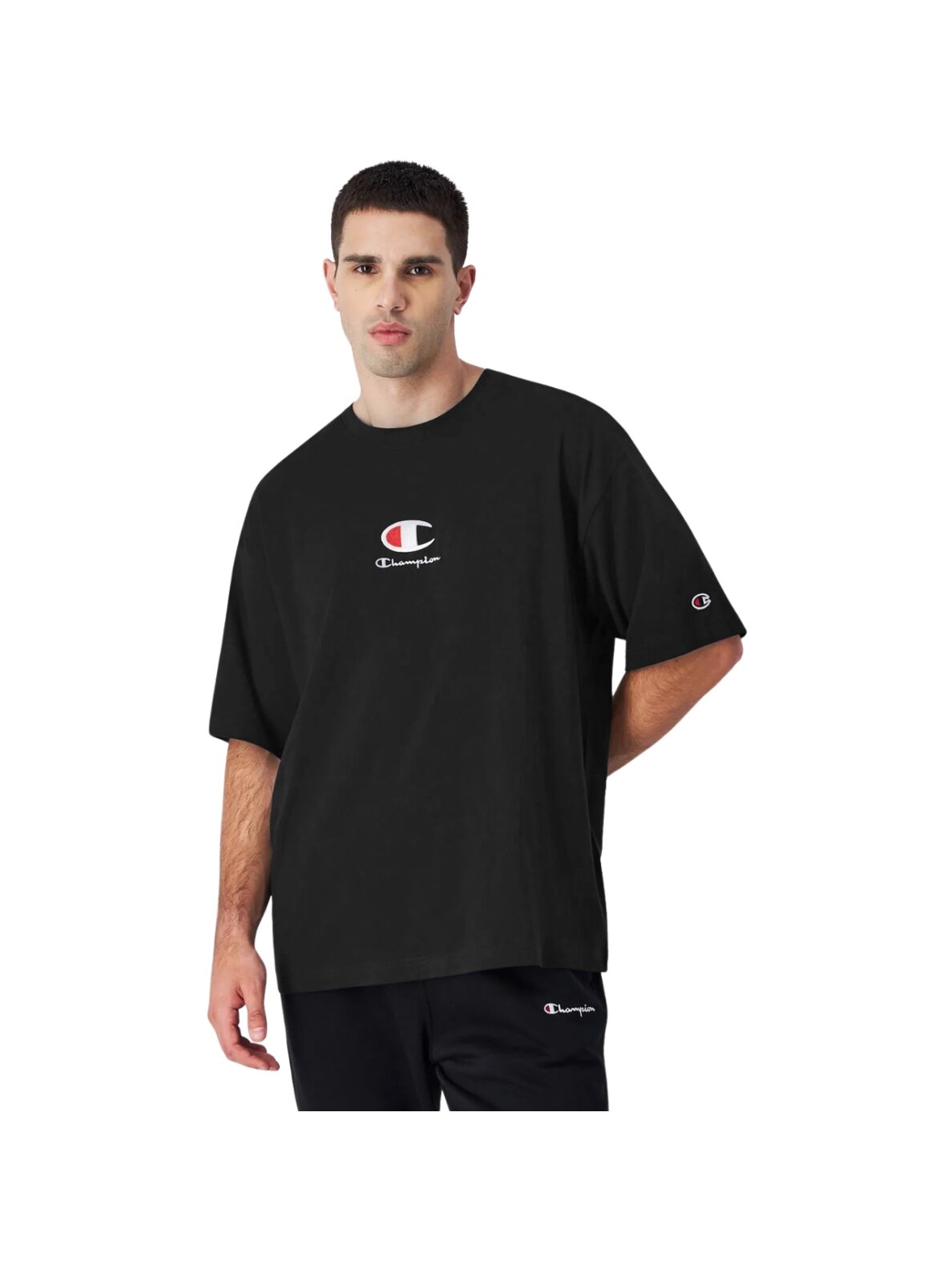 Champion Crewneck vyriški marškinėliai juodi 220270 KK001
