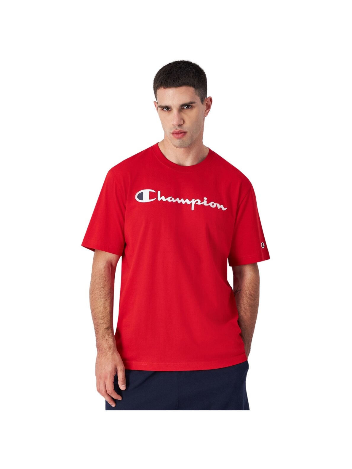 Champion SS Tee vyriški marškiniai raudoni 220256 RS054 Champion SS Tee vyriški marškiniai raudoni 220256 RS054