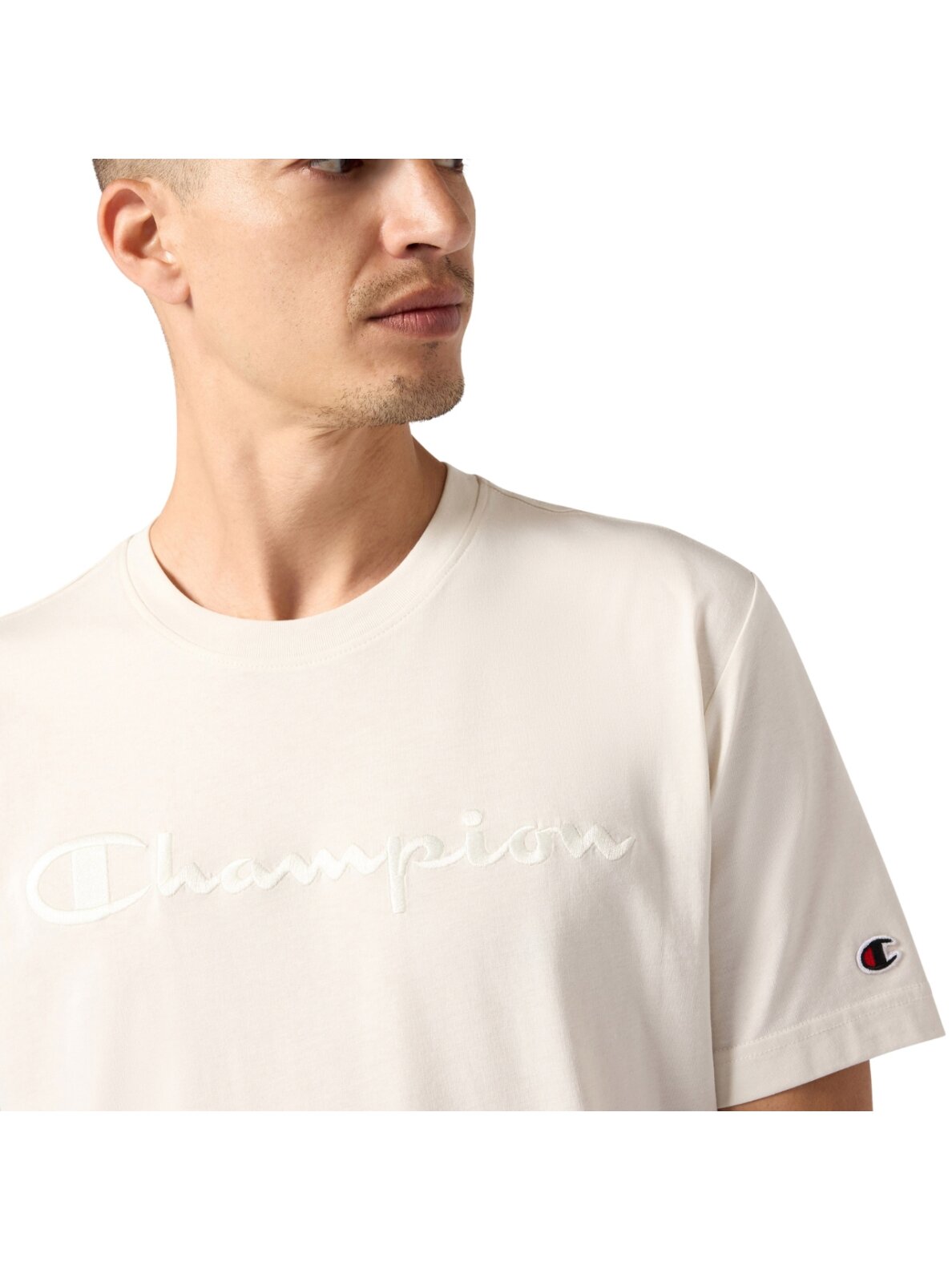 Champion SS Tee vyriški marškiniai, kreminė 220273 WW056 3 Champion SS Tee vyriški marškiniai, kreminė 220273 WW056 3