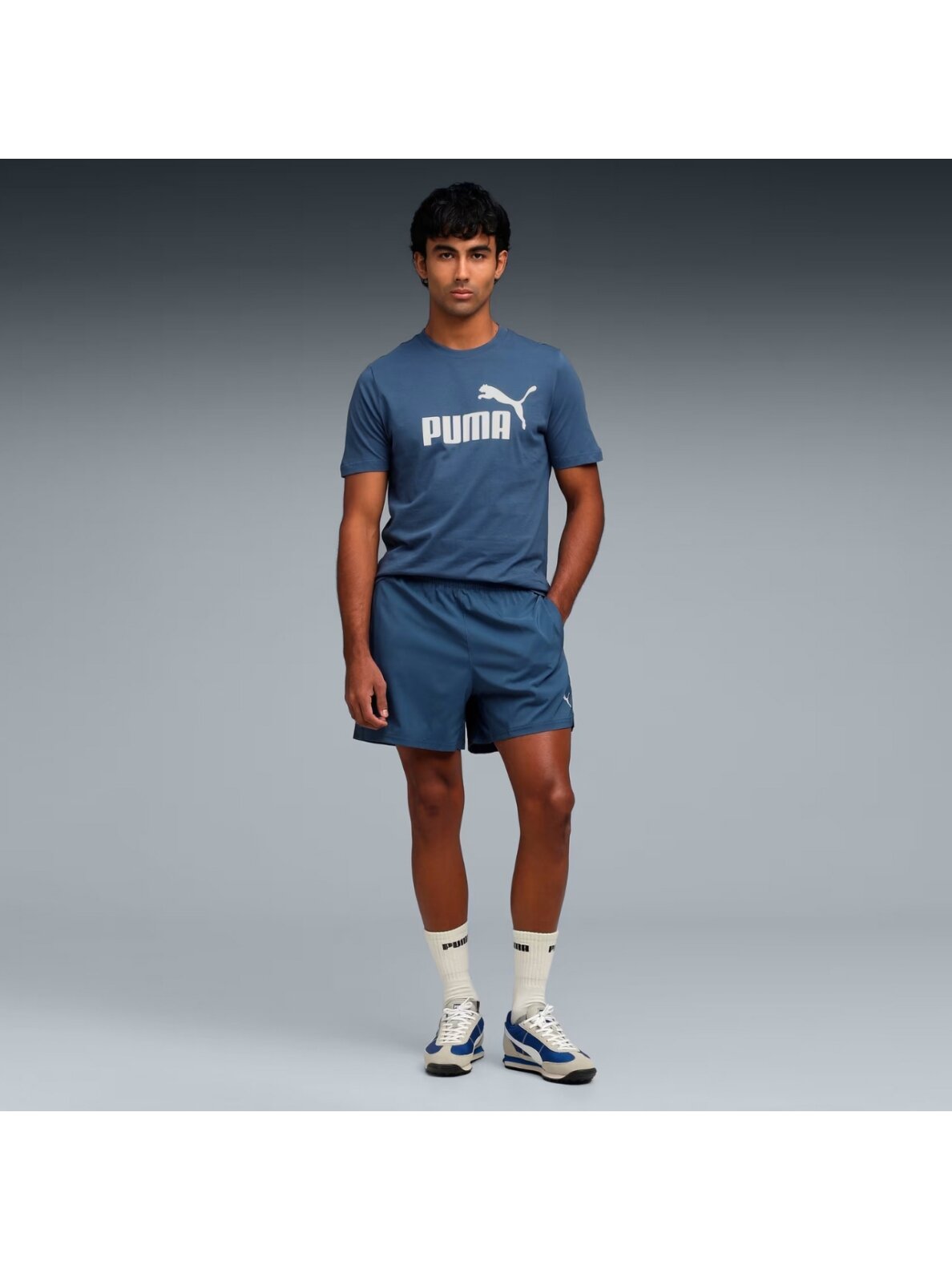 Puma Ess No.1 Logo Tee vyriška marškinėliai mėlyni 682533 80 5